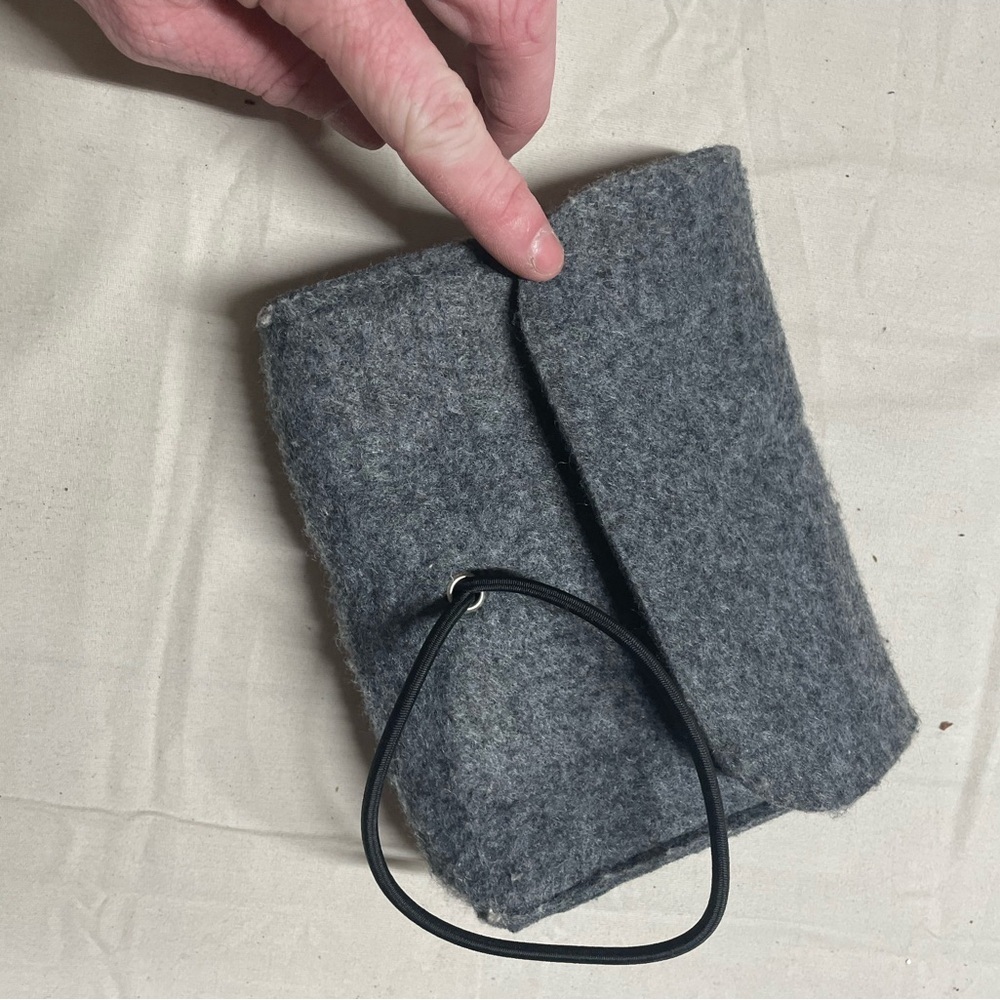 Gray Felt Pouch with Black Strap